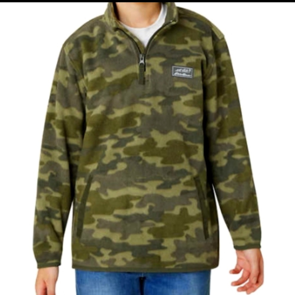 Eddie Bauer Youth 1/4 Zip Fleece Sweater, Green or Blue, Size 14-16